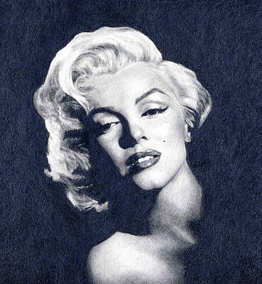 Actors Drawings - Marilyn Monroe by Erin Mathis