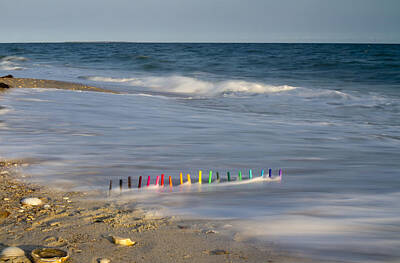 Beach Photo Rights Managed Images - Markers in the Surf Royalty-Free Image by Betsy Knapp