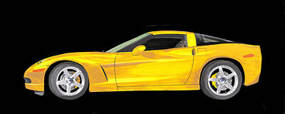Sports Painting Royalty Free Images - Mellow Yellow Corvette C 6 Royalty-Free Image by Jack Pumphrey