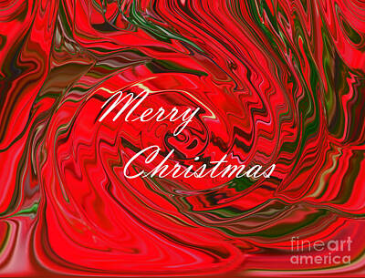 Japanese Woodblocks Hokusai Rights Managed Images - Merry Christmas Greeting Abstract Red and Green Swirl Design Royalty-Free Image by Minding My  Visions by Adri and Ray