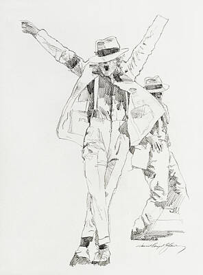 Best Sellers - Portraits Drawings - Michael Smooth Criminal by David Lloyd Glover
