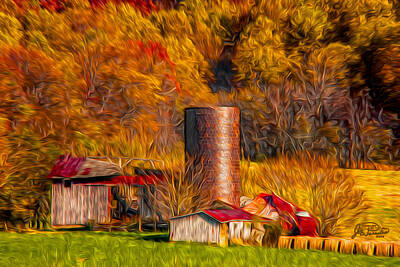 Landscapes Digital Art - Middleburg Silo and Outbuildings by Joe Paradis