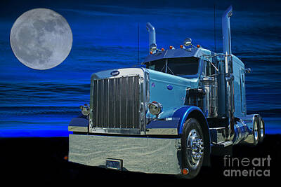 Transportation Photos - Midnight Peterbilt by Randy Harris