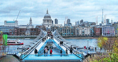 Classic Christmas Movies Royalty Free Images - Millenium Bridge and St Pauls Cathedral Royalty-Free Image by Jack Schultz