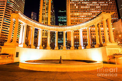 Watercolor Alphabet Rights Managed Images - Millennium Monument Fountain in Chicago Royalty-Free Image by Paul Velgos