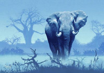 Mountain Digital Art - Misty Blue Morning in the Tsavo by Anthony Mwangi