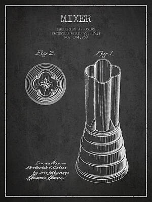 Recently Sold - Martini Digital Art - Mixer Patent from 1937 - Dark by Aged Pixel