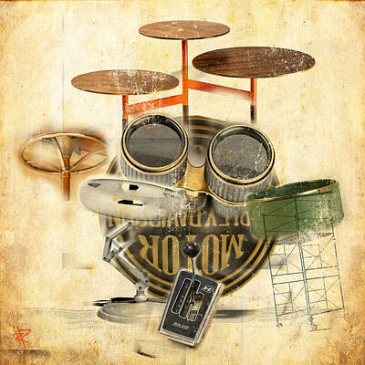 Music Mixed Media Rights Managed Images - Modernist Percussion Royalty-Free Image by Russell Pierce