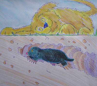 Animal Watercolors Juan Bosco - Mole Tunnel Cartoon by Mike Jory