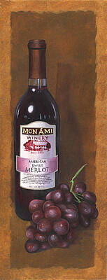 Wine Paintings - Mon Ami Merlot by Terri  Meyer