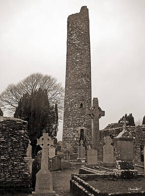 Target Threshold Watercolor - Monasterboice- Antique Black and White by Shanna Hyatt
