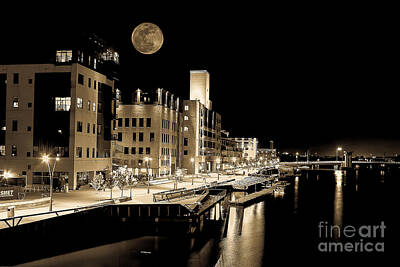 Nikki Vig Royalty Free Images - Moon Over Titletown Royalty-Free Image by Nikki Vig