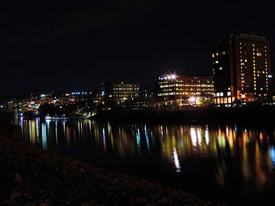 Uncle Sam Posters - Morgantown Skyline at night from the Waterfront by Cityscape Photography