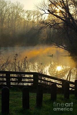 Vintage State Flags - Morning Mist on the Oxbow by Gary Richards