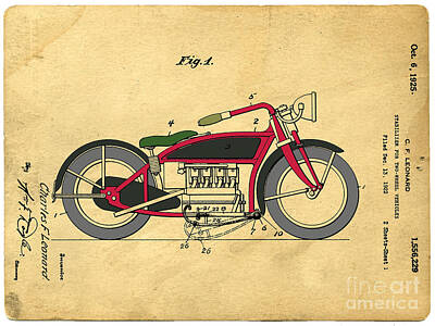 Transportation Digital Art Rights Managed Images - Motorcycle Patent Royalty-Free Image by Edward Fielding