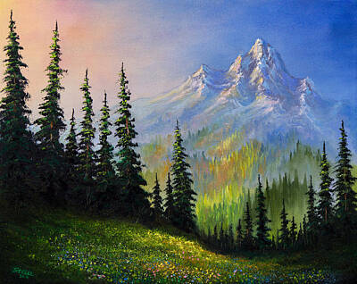 Mountain Paintings - Mountain Morning by Chris Steele