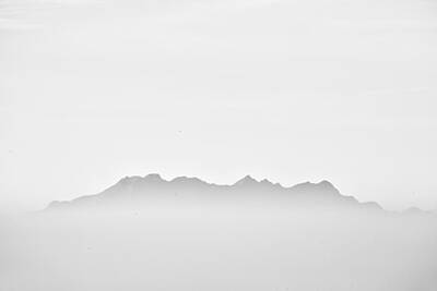 Johan Zwarthoed Royalty-Free and Rights-Managed Images - Mountain top rising out of the morning mist by Johan Zwarthoed