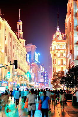 Cabin Signs Royalty Free Images - Nanjing Road in Shanghai Royalty-Free Image by Songquan Deng
