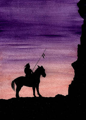 Juj Winn - Native American Warrior on Horseback by Michael Vigliotti