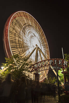College Town - Navy Pier Ferris Wheel and Sign by John McGraw