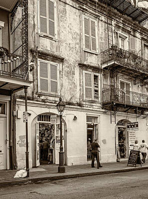 Rights Managed Images - French Quarter Balconies sepia Royalty-Free Image by Steve Harrington