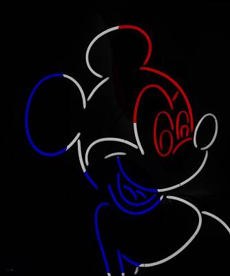 Music Royalty-Free and Rights-Managed Images - Neon Mickey R W B by Rob Hans