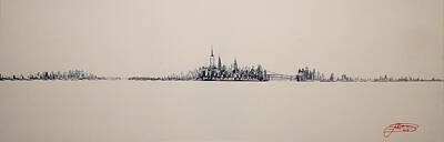 Skylines Paintings - New York City Skyline. by Jack Diamond