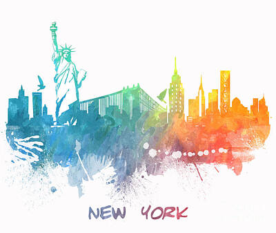 Abstract Oil Paintings Color Pattern And Texture - New York city Skyline colored by Justyna Jaszke JBJart