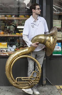 Musicians Photos - New York Dance Parade 2013 Musician with Sousaphone by Robert Ullmann