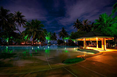 Ps I Love You Rights Managed Images - Night at Tropical Resort 1 Royalty-Free Image by Jenny Rainbow
