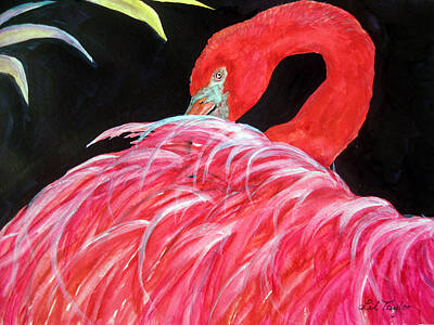 Abstract Ink Paintings In Color - Night Flamingo by Lil Taylor