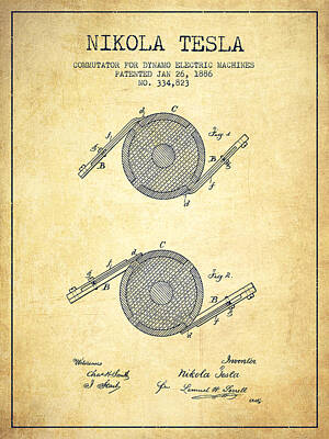 The Beatles - Nikola Tesla Patent Drawing From 1886 - Vintage by Aged Pixel