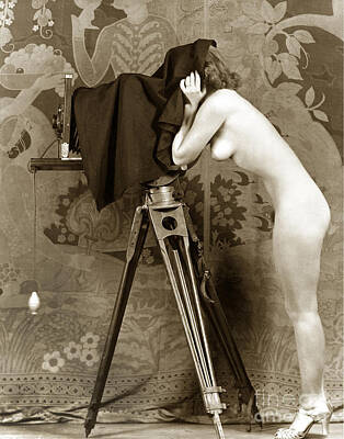 Target Threshold Coastal Royalty Free Images - Nude in high heel shoes with studio camera circa 1920 Royalty-Free Image by Monterey County Historical Society