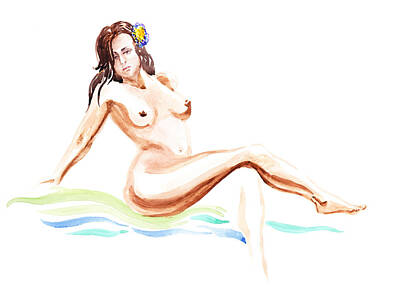Nudes Royalty-Free and Rights-Managed Images - Nude Model Gesture IX Hawaiian Breeze by Irina Sztukowski