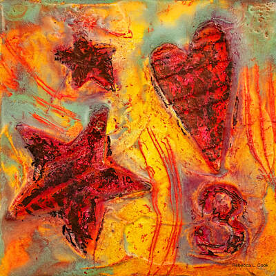 Abstract Mixed Media - Number 3 Encaustic Tiny Series by Bellesouth Studio
