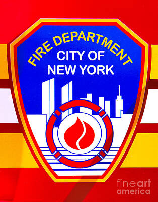 Chris Walter Rock N Roll Royalty Free Images - NYC Fire Dept Logo Royalty-Free Image by Jerry Fornarotto