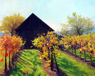 Wine Paintings - Octobers Golden Glow by Armand Cabrera