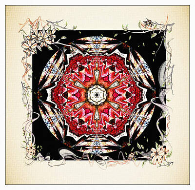 Wine Digital Art Royalty Free Images - Of Wine And Roses Vintage Mandala Design Royalty-Free Image by Georgiana Romanovna