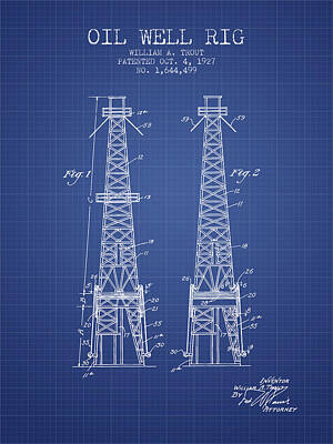 Gaugin - Oil Well Rig Patent from 1927 - Blueprint by Aged Pixel