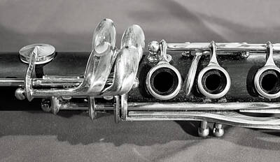 Jazz Photo Royalty Free Images - Old Clarinet Black and White Royalty-Free Image by Photographic Arts And Design Studio