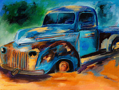 Transportation Paintings - Old Ford In the Back of the Field by Elise Palmigiani