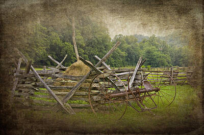 Randall Nyhof Royalty-Free and Rights-Managed Images - Old Hay Rake on a Farm by Randall Nyhof