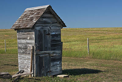 Randall Nyhof Royalty-Free and Rights-Managed Images - Old Outhouse on the Prairie by Randall Nyhof