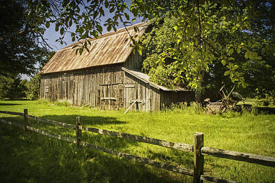 Randall Nyhof Royalty Free Images - Old Rustic Barn and Wooden Fence Royalty-Free Image by Randall Nyhof