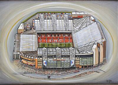 Football Painting Royalty Free Images - Old Trafford - Manchester United Royalty-Free Image by D J Rogers
