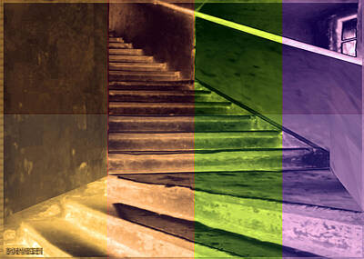 The Dream Cat - Old Vintage Building wide staircases digitally painted for decoration art by Navin Joshi