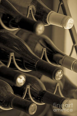 Wine Royalty-Free and Rights-Managed Images - Old Wine Bottles by Diane Diederich