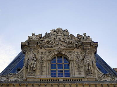 David Bowie - Ornate Architectural Artwork On The Musee du Louvre Buildings In Paris France  by Rick Rosenshein