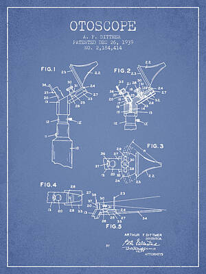 Man Cave - Otoscope patent from 1939 - Light Blue by Aged Pixel