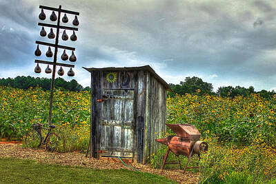 Recently Sold - Sunflowers Photos - Out House Out Back Restroom Country Living Farming Art by Reid Callaway